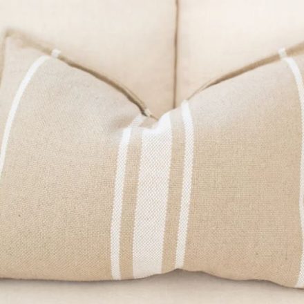 Cojín Lino lavado 100% Raya Francesa Blanca 40x60pvp. 