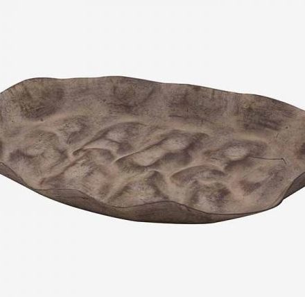 Bandeja Oval Fondo Tortugado metal color topo 34x22x4cm. Ref.3193030.