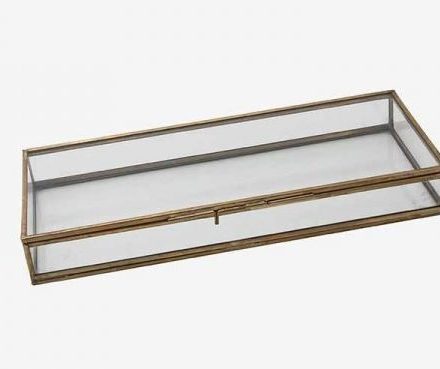 Caja Cristal Pequeña Dorada 30x12x4cm. .Ref.1213817 