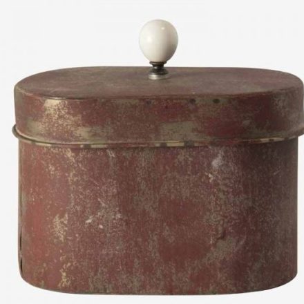 Caja Oval Rojo Envejecido 18.5x10.5x16.5cm .Ref.1402339