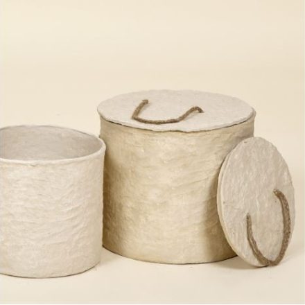 Caja Redonda Tela, Bote Decorativo Beige, Caja Almacenaje 23cm, Organizador Tapa Beige, Caja Estilo Nórdico, Almacenamiento Tela Mache, Contenedor 23 Diámetro, Decoración Hogar Textil, Caja Redonda con Tapa, Caja Beige 23x23c