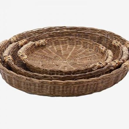 Set 3 Bandejas Mimbre, Bandejas Redondas Rústicas, Bandejas Mimbre Natural, Set Bandejas 52cm, Decoración Estilo Boho, Bandejas Servicio Fibra, Bandejas Nido Redondas, Mimbre Natural Artesanal, Bandejas Decorativas Pared, Set 3 Cestas Mimbre